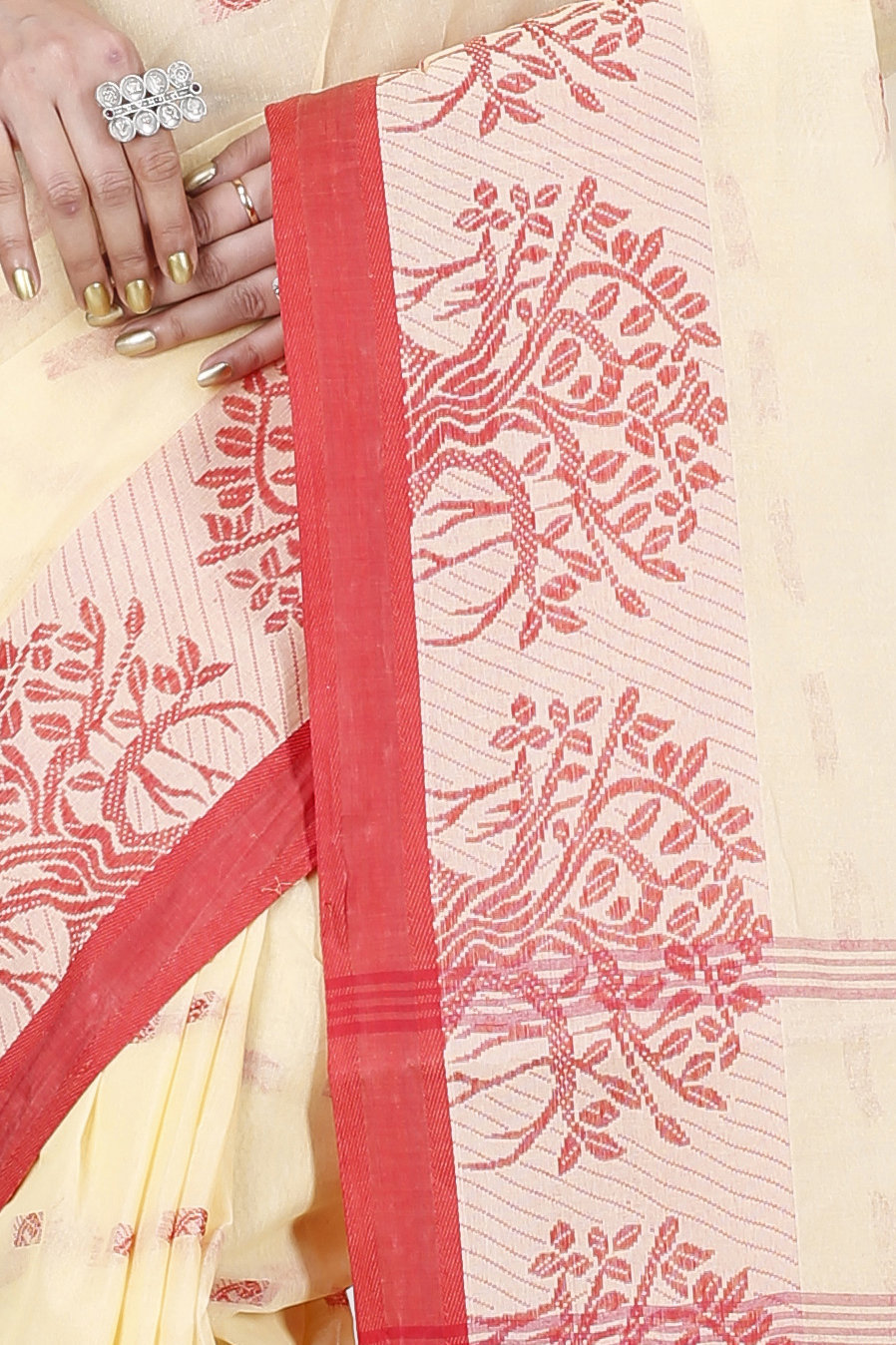 Cream Pure Cotton Somaya Tant Saree (1041)